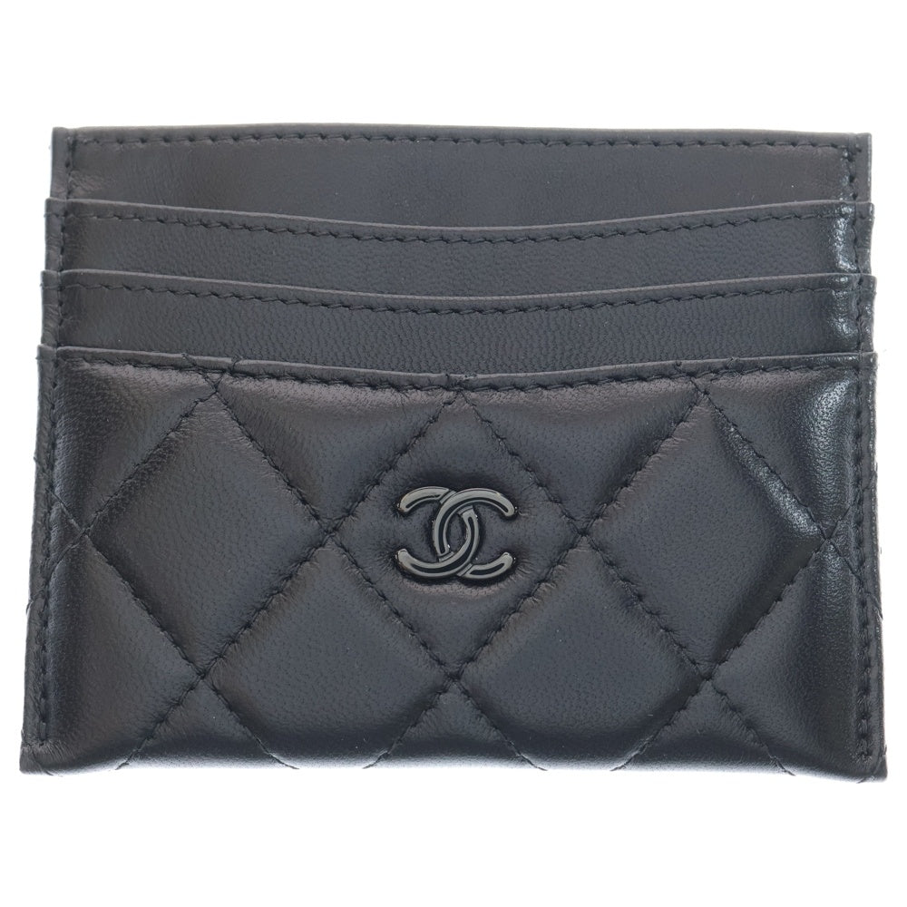 CHANEL(シャネル) マトラッセ ココマーク カードケース ブラック ラムスキン パスケース