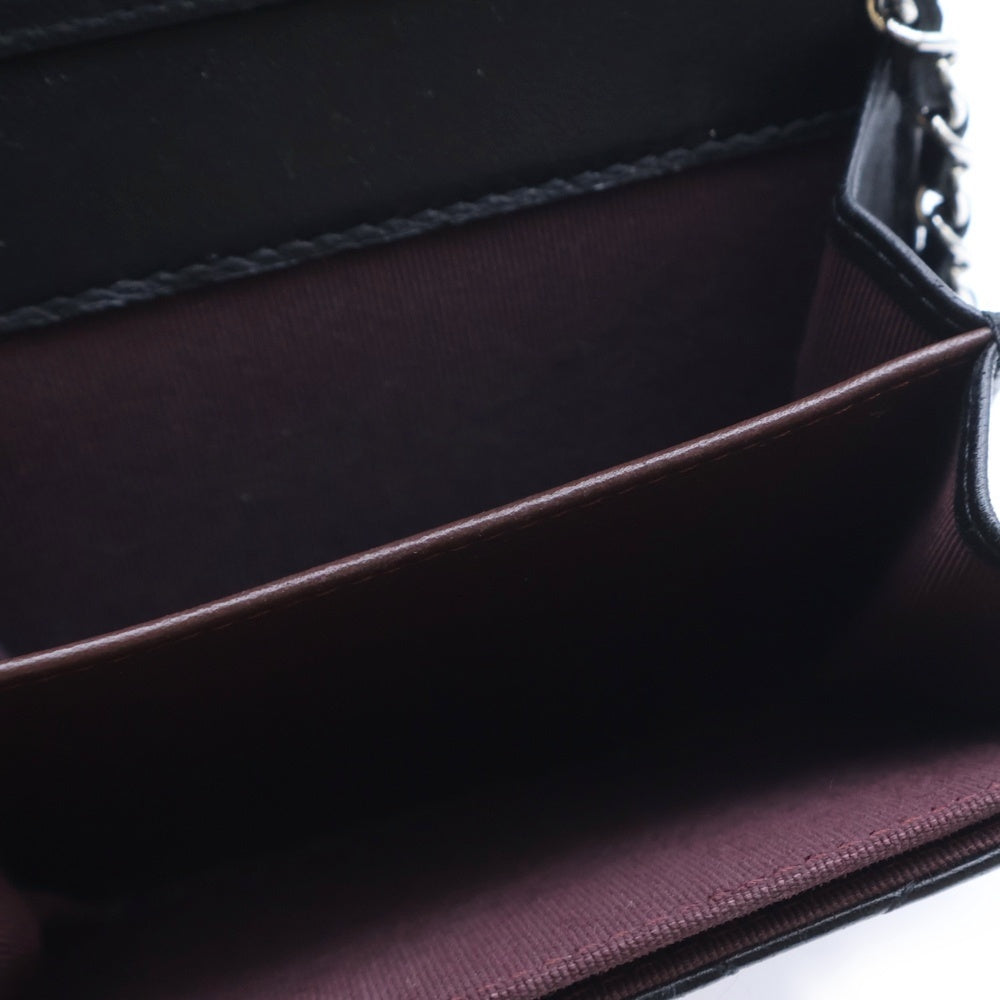 CHANEL(シャネル) マトラッセ 二つ折りチェーンウォレット ラムスキン ブラック シルバー金具 レディース