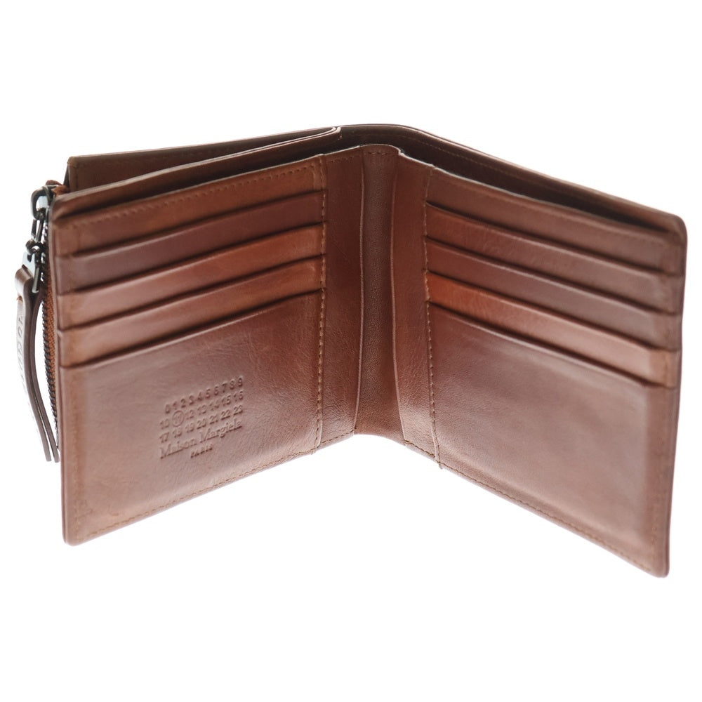 Maison Margiela 0(メゾンマルジェラ) 四つタグ 二つ折り財布 コンパクトウォレット カードケース ブラウン レザー