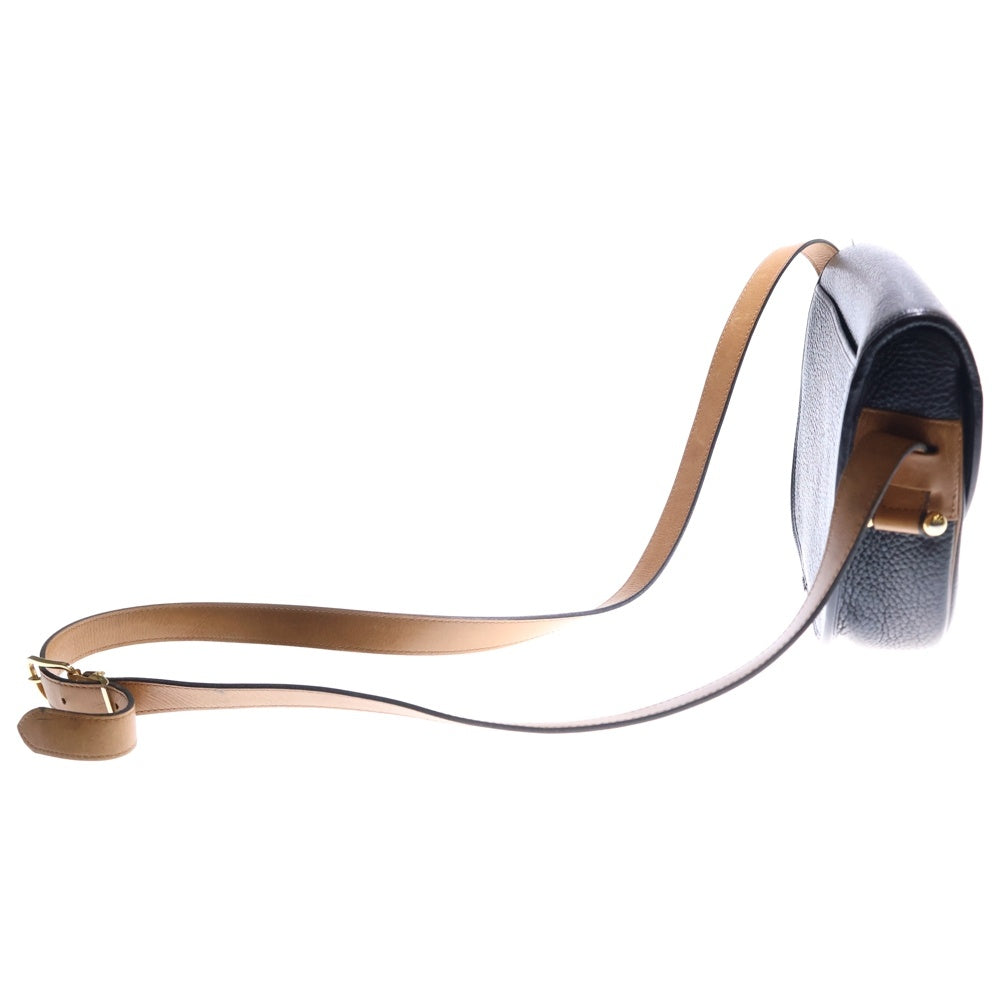 Christian Dior(クリスチャンディオール) CDロゴ ショルダーバック ショルダーポシェット ブラック×ブラウン レザー シルバー金具