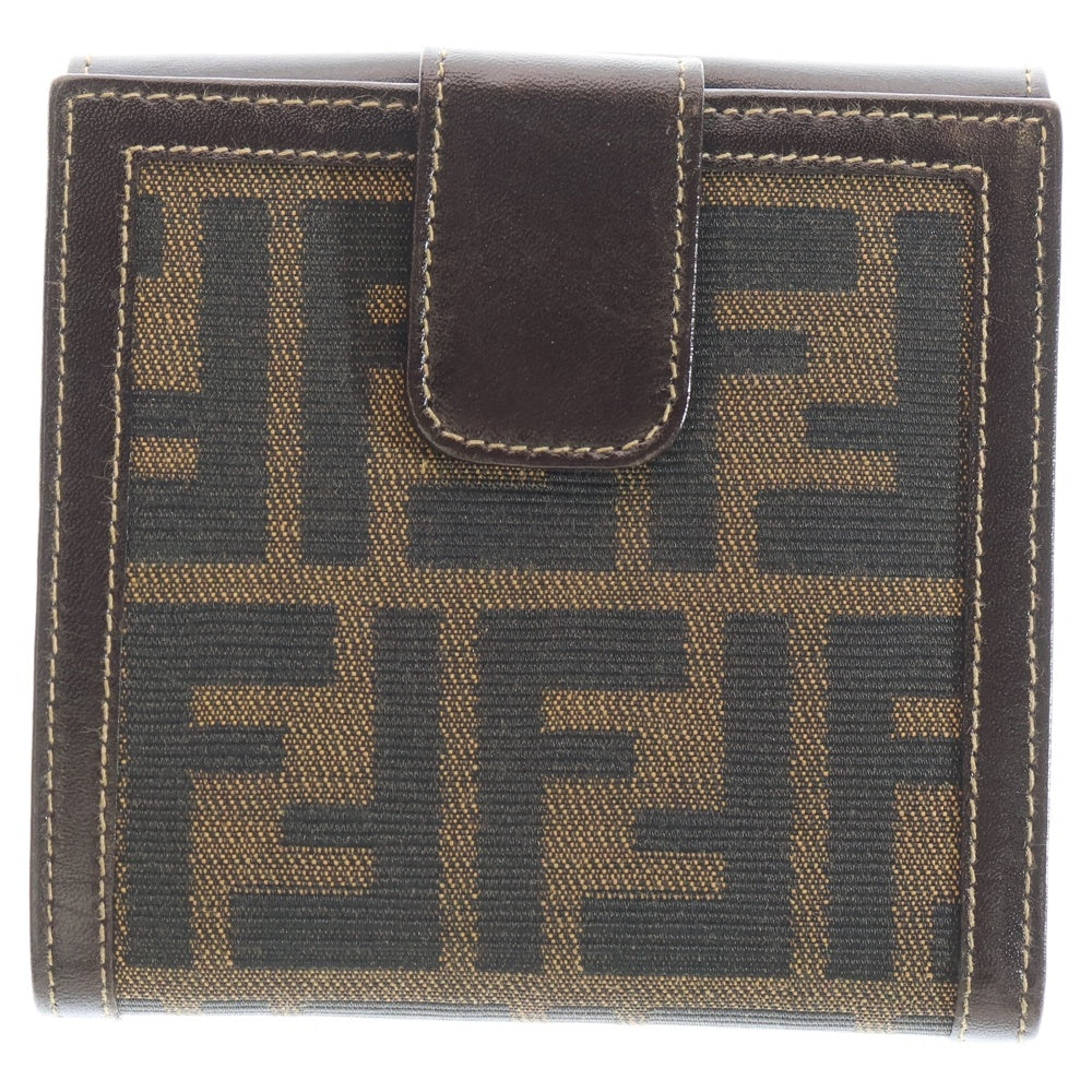 FENDI(フェンディ) ズッカ柄 二つ折り 財布 コンパクトウォレット カードケース ブラウン レザー×キャンバス 2292 レディース