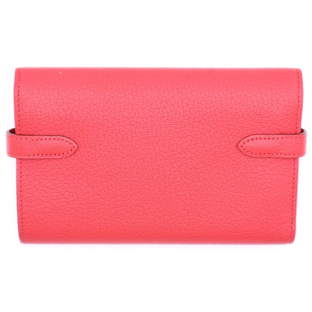 HERMES(エルメス) ケリーウォレット ミディアム コンパクトウォレット 三つ折り財布 ピンクレッド エプソン □N刻印 シルバー金具