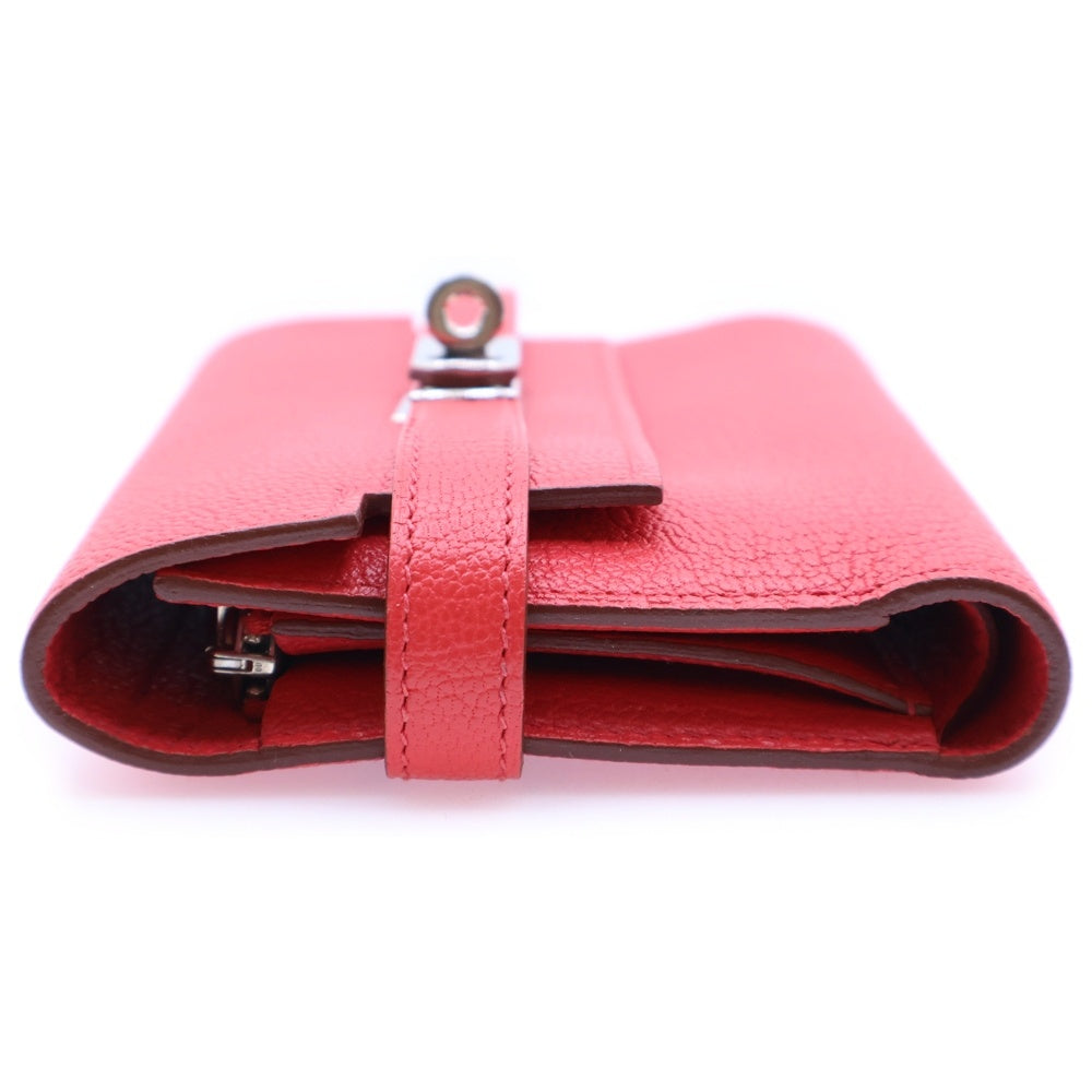 HERMES(エルメス) ケリーウォレット ミディアム コンパクトウォレット 三つ折り財布 ピンクレッド エプソン □N刻印 シルバー金具