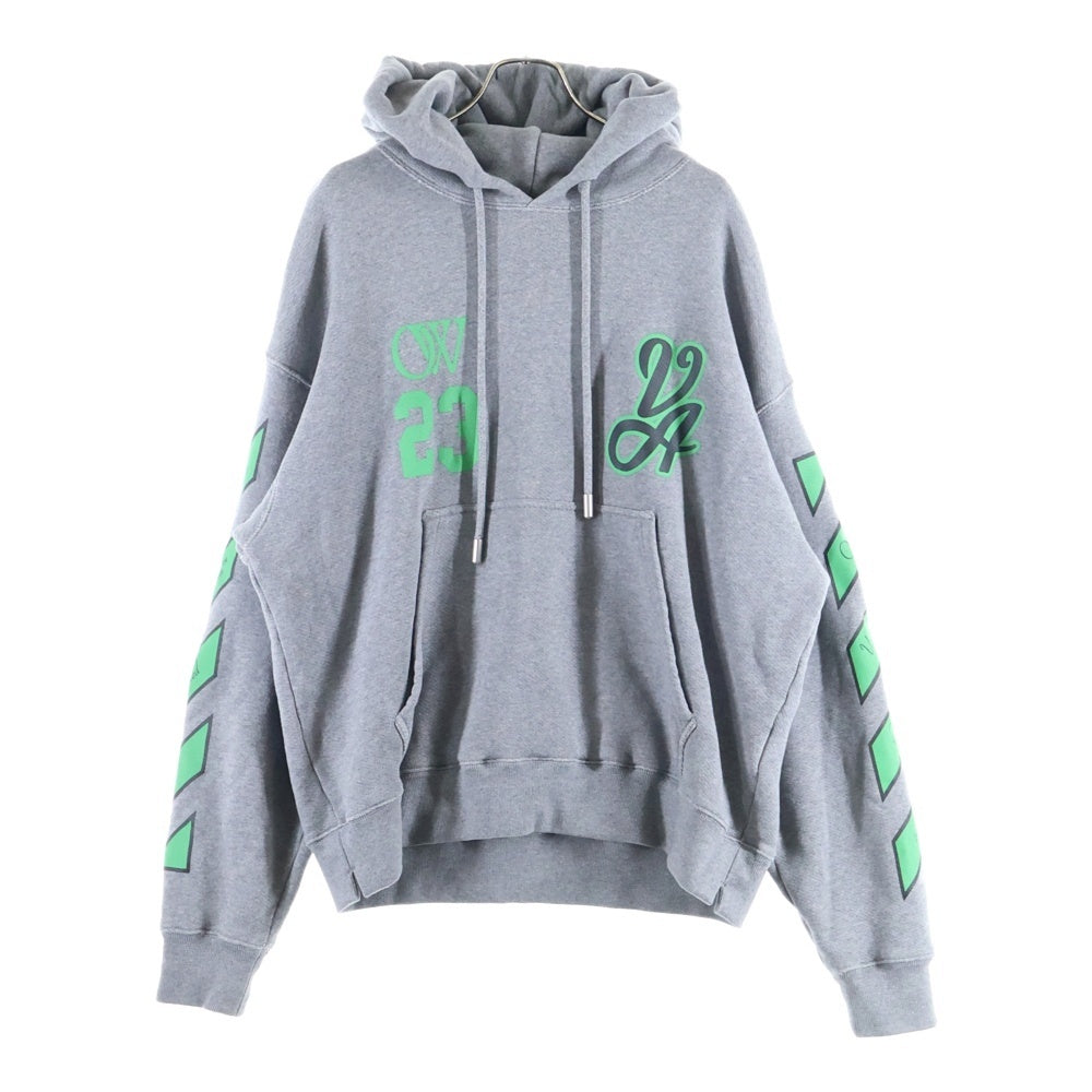 OFF-WHITE(オフホワイト) 24SS 23 Varsity Skate Hoodie バーシティ スケート プリント スウェット プルオーバーパーカー グレー OMBB085S24FLE0140655