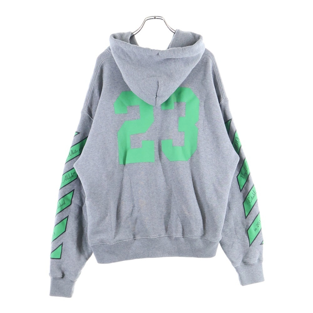 OFF-WHITE(オフホワイト) 24SS 23 Varsity Skate Hoodie バーシティ スケート プリント スウェット プルオーバーパーカー グレー OMBB085S24FLE0140655