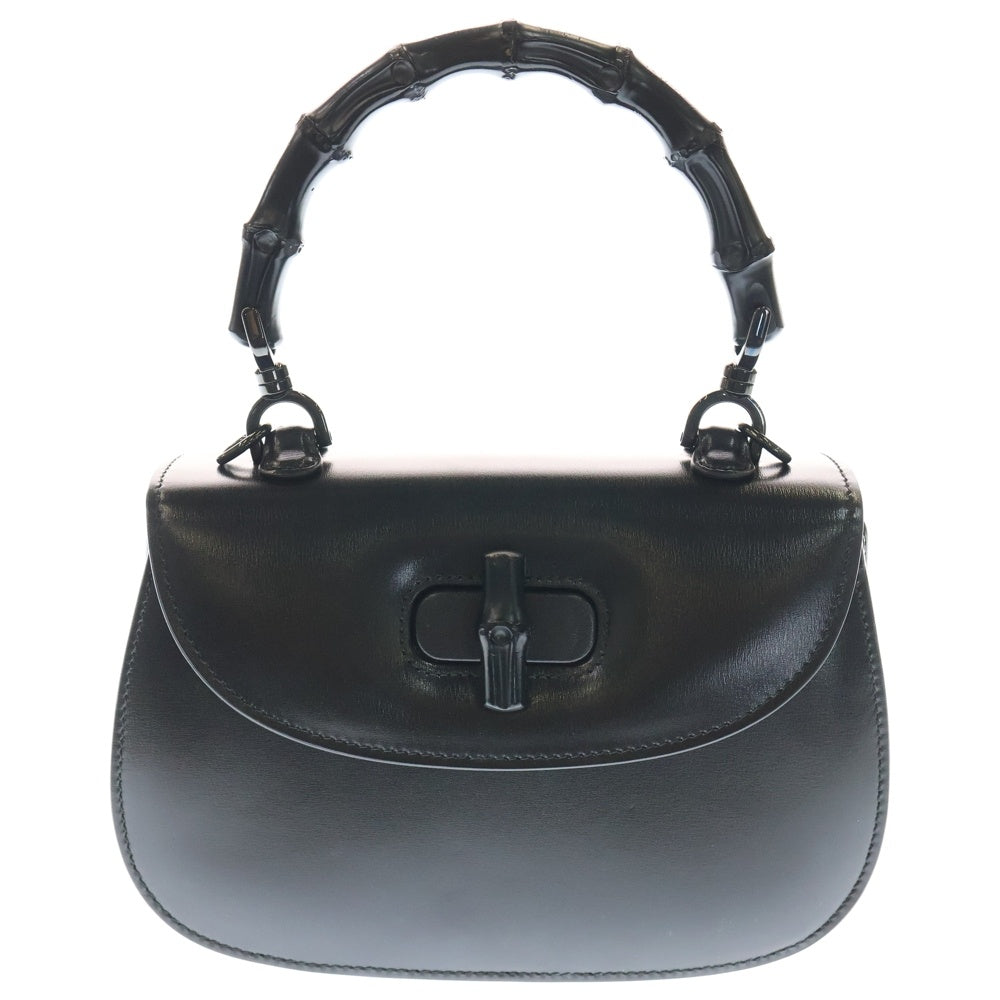 GUCCI(グッチ) バンブー 1947 スモール トップハンドル ハンドバッグ ブラック レザー 675797 ブラック金具