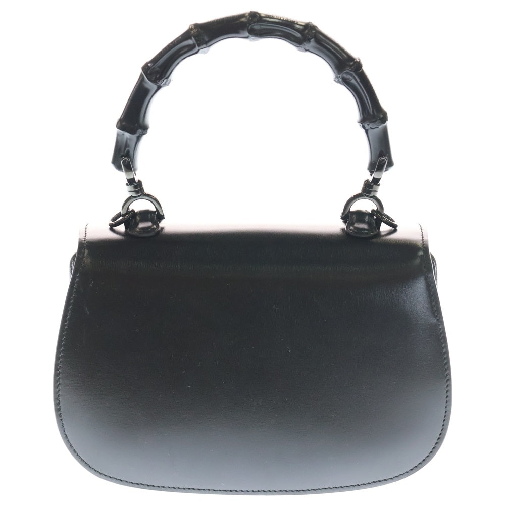 GUCCI(グッチ) バンブー 1947 スモール トップハンドル ハンドバッグ ブラック レザー 675797 ブラック金具