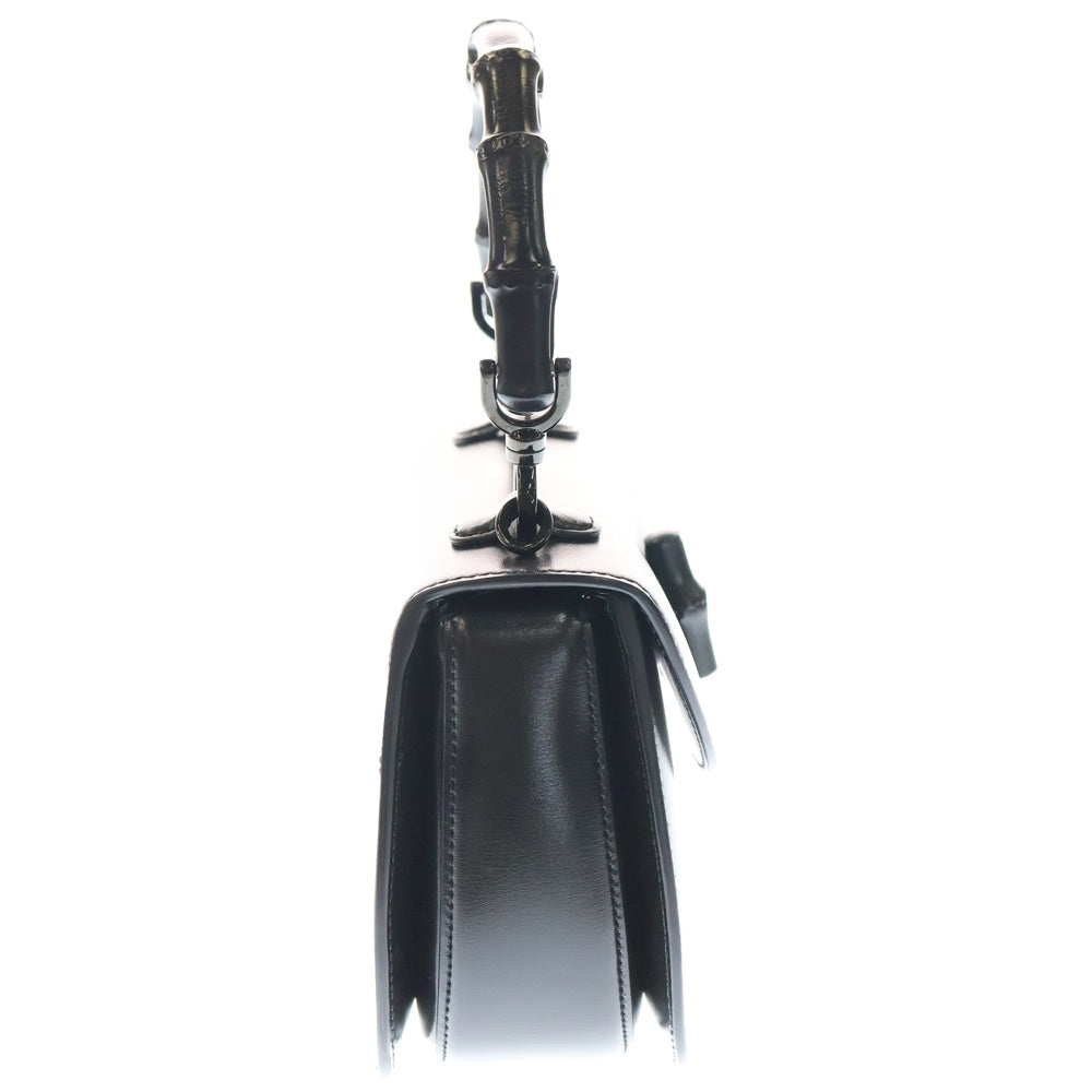 GUCCI(グッチ) バンブー 1947 スモール トップハンドル ハンドバッグ ブラック レザー 675797 ブラック金具