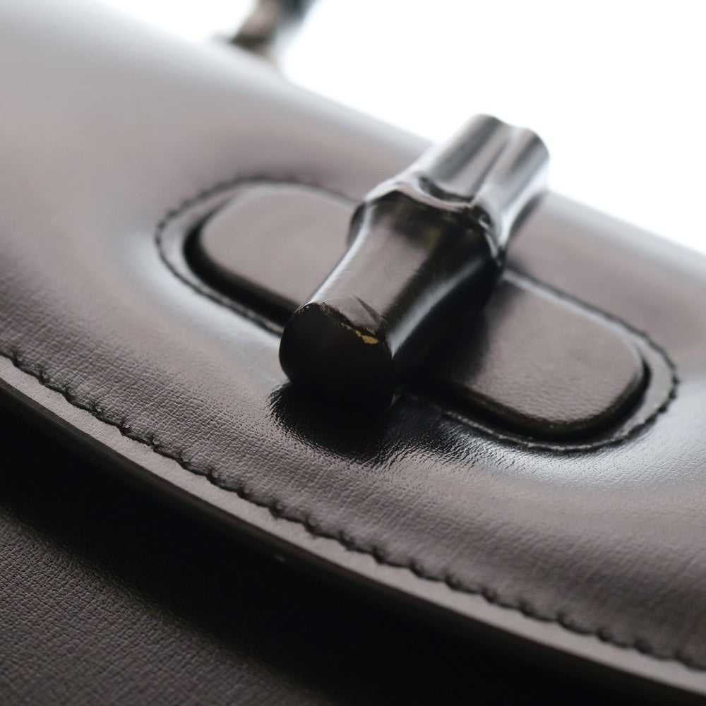 GUCCI(グッチ) バンブー 1947 スモール トップハンドル ハンドバッグ ブラック レザー 675797 ブラック金具