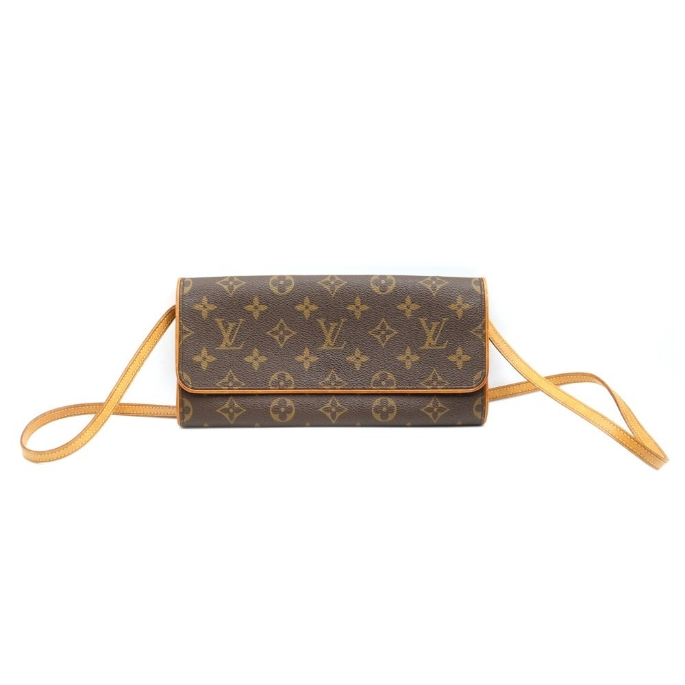 LOUIS VUITTON(ルイヴィトン) モノグラム ポシェットツインGM ショルダーバッグ ミニバッグ ブラウン レザー×PVC M51852