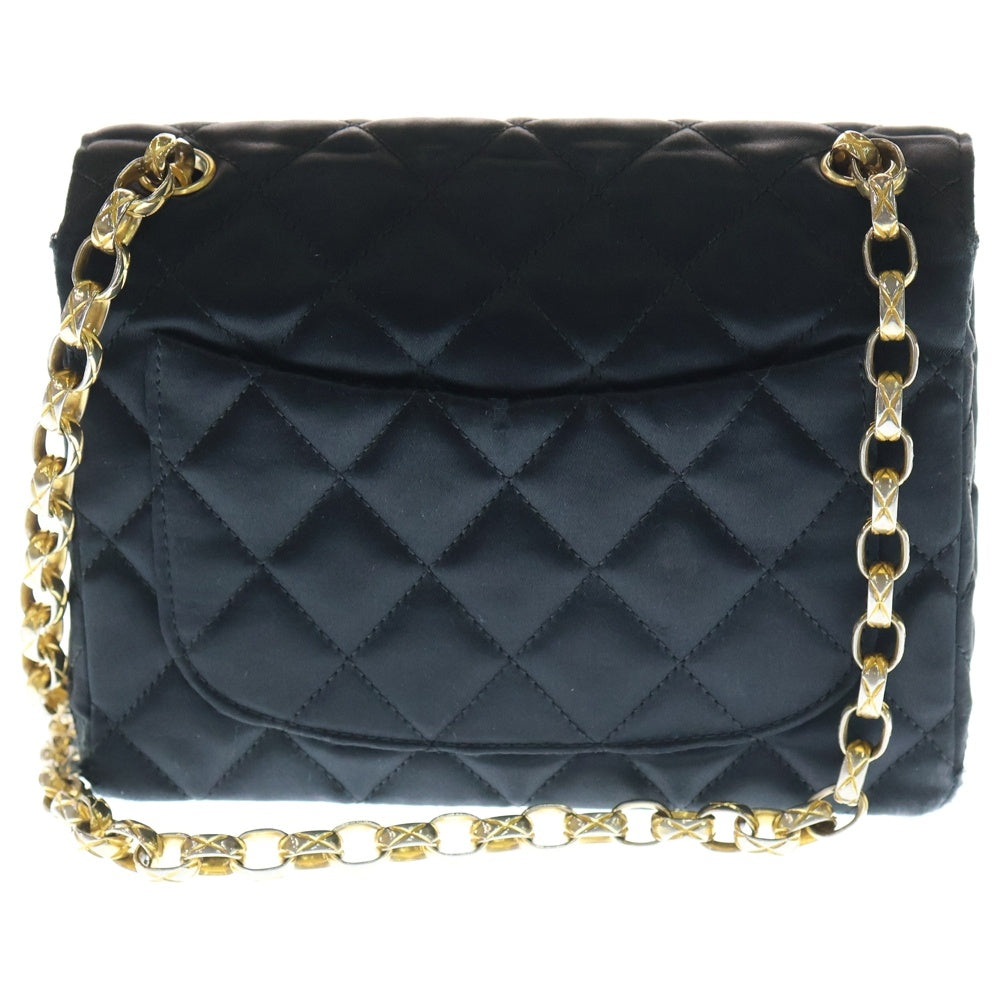 CHANEL(シャネル) ミニマトラッセ ココマーク ターンロック サテン チェーンショルダーバッグ ゴールド金具 ブラック 2番台