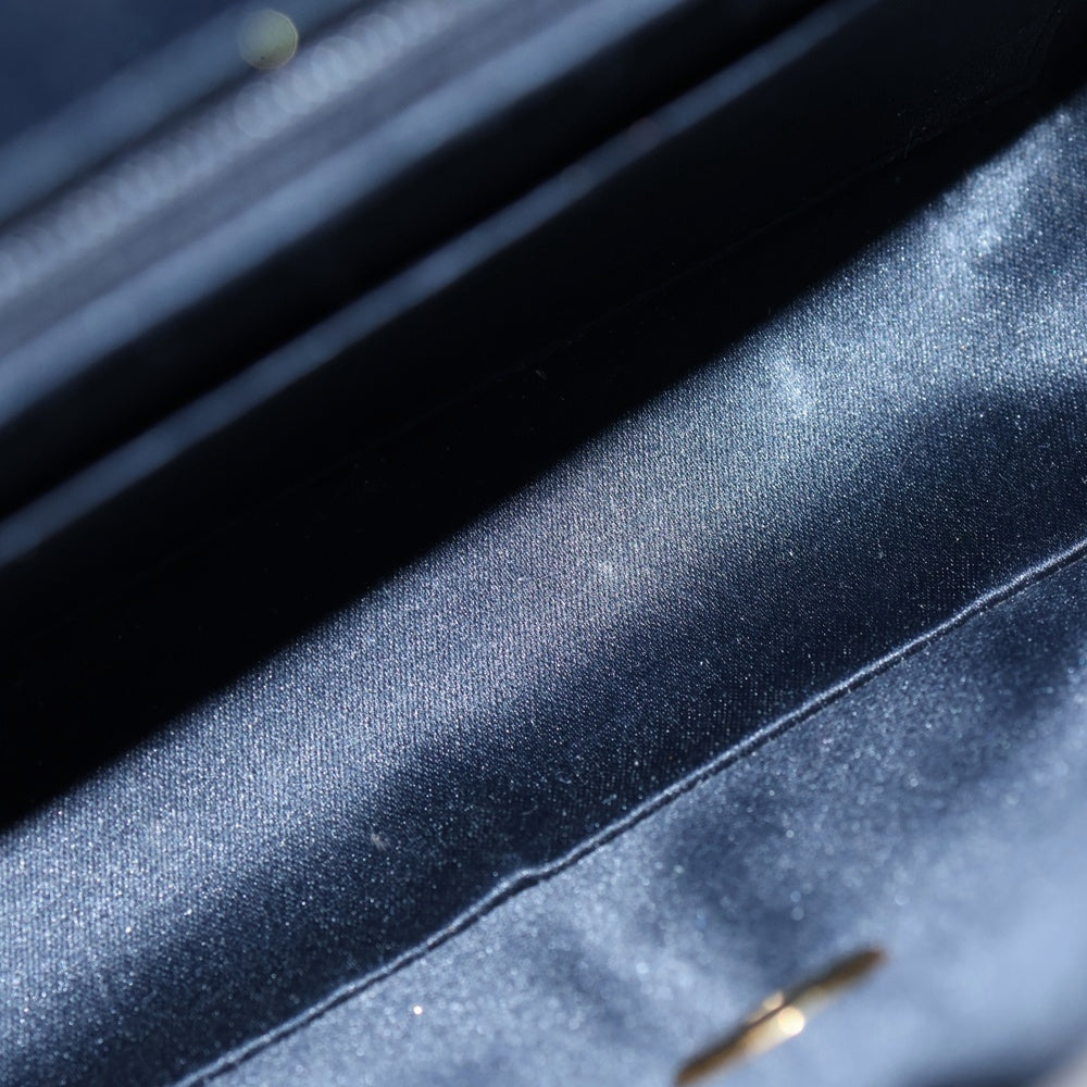 CHANEL(シャネル) ミニマトラッセ ココマーク ターンロック サテン チェーンショルダーバッグ ゴールド金具 ブラック 2番台