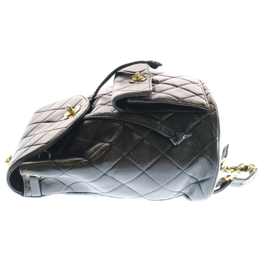 CHANEL(シャネル) マトラッセ ココマーク ラムスキン チェーンレザーバックパック リュック ブラック GD金具