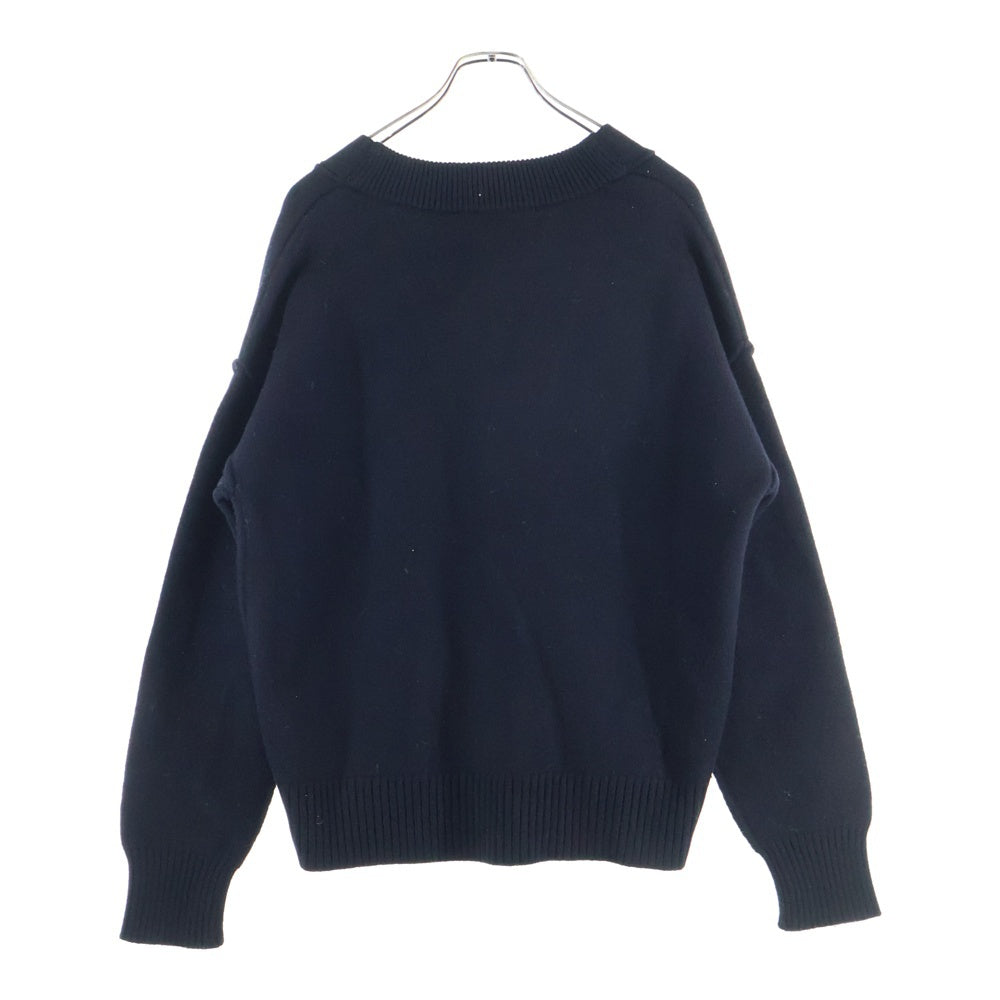 ami paris(アミパリス) Ami De Coeur アミ ドゥ クール ハートロゴ ジャガード ウールニット 長袖カーディガン ブラック UKC367.018