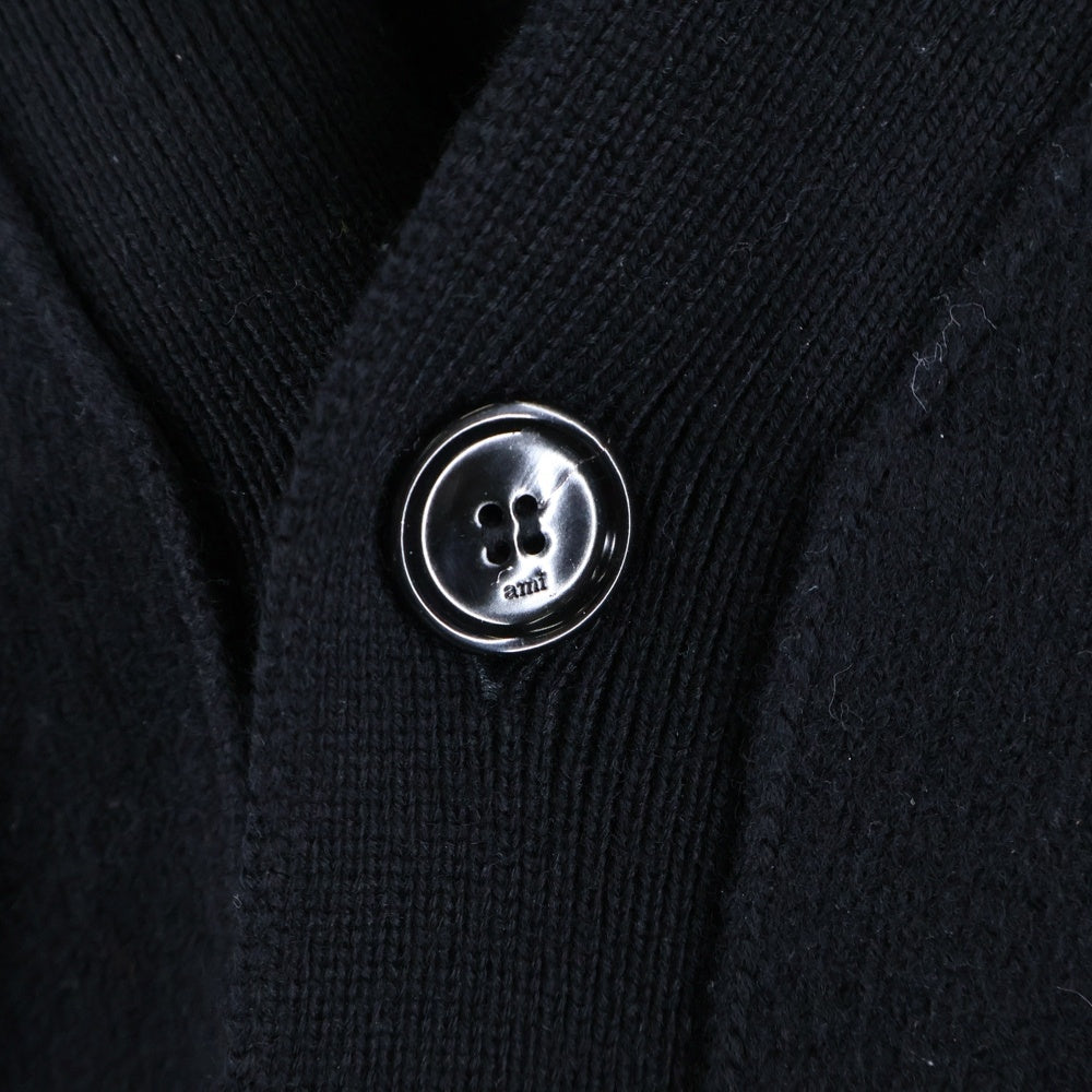 ami paris(アミパリス) Ami De Coeur アミ ドゥ クール ハートロゴ ジャガード ウールニット 長袖カーディガン ブラック UKC367.018