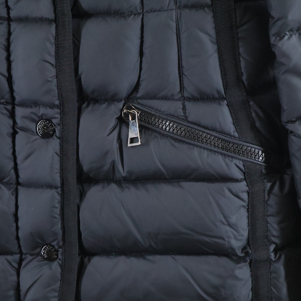 MONCLER(モンクレール) 17AW HERMINE エルミンヌ ワッペンロゴ フーデッド ジップアップ ダウン ロング ジャケット コート ブラック レディース C20934930005 53048
