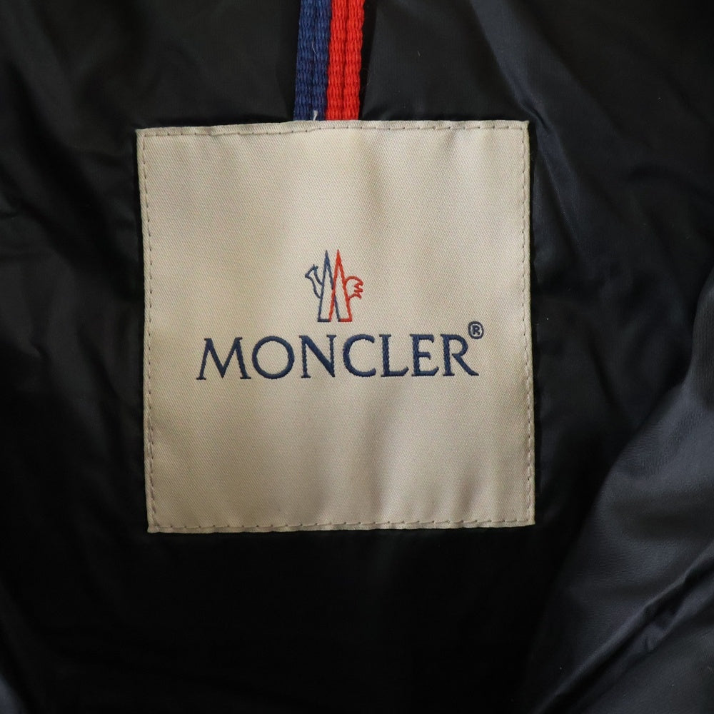 MONCLER(モンクレール) 17AW HERMINE エルミンヌ ワッペンロゴ フーデッド ジップアップ ダウン ロング ジャケット コート ブラック レディース C20934930005 53048
