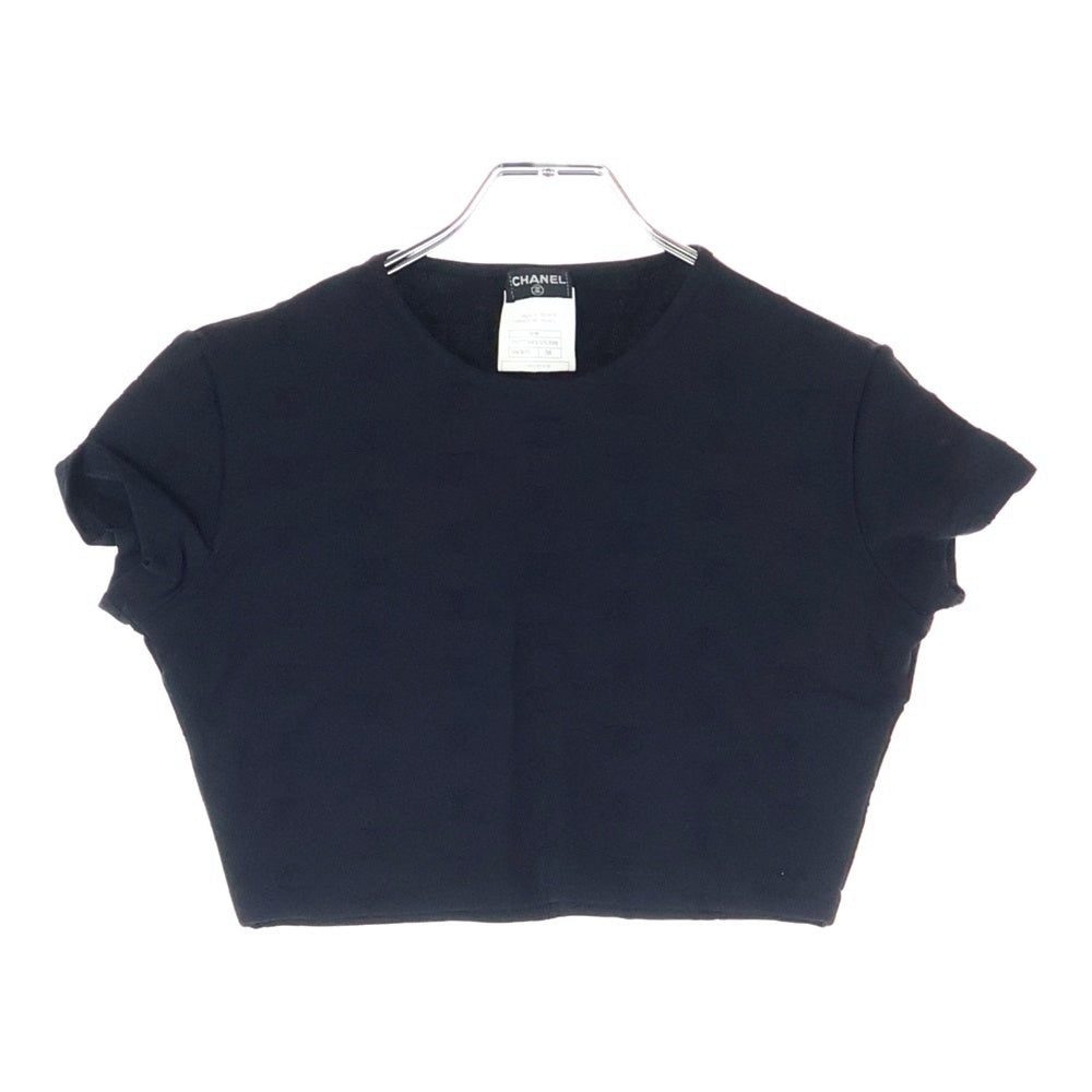 CHANEL シャネル 97P スプリングコレクション ココマーク 総柄 クルーネック クロップド Tシャツ カットソー ブラック レディース P07794V05398 CHANEL(シャネル) 97P スプリングコレクション ココマーク 総柄 クルー