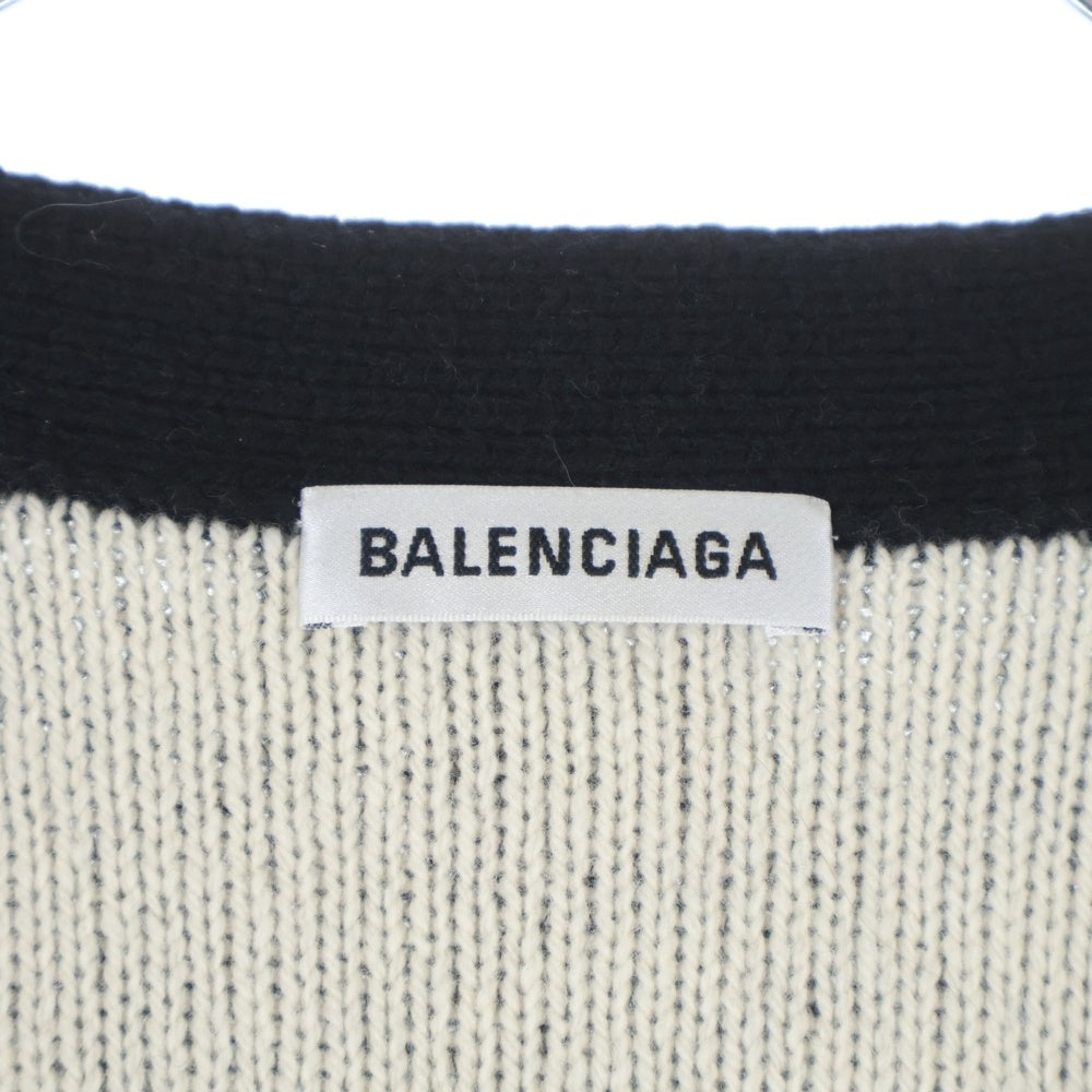 BALENCIAGA(バレンシアガ) オールオーバーロゴ ジャガード キャメル ウール ニット 長袖カーディガン ブラック 518134 レディース
