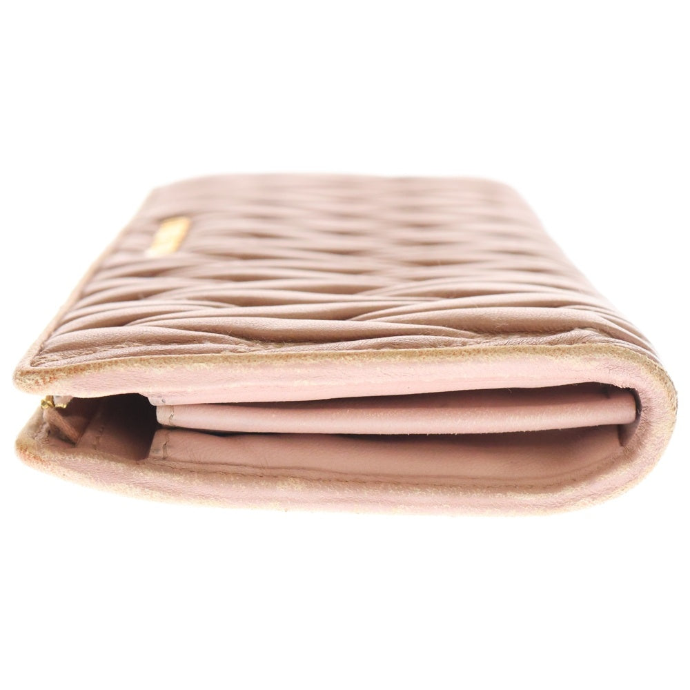 miumiu(ミュウミュウ) マテラッセ ロングウォレット 長財布 カードケース ピンク レザー ゴールド金具 レディース