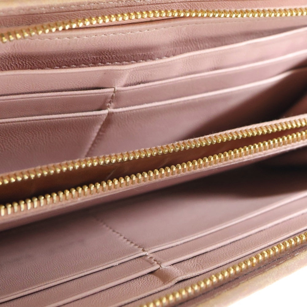 miumiu(ミュウミュウ) マテラッセ ロングウォレット 長財布 カードケース ピンク レザー ゴールド金具 レディース