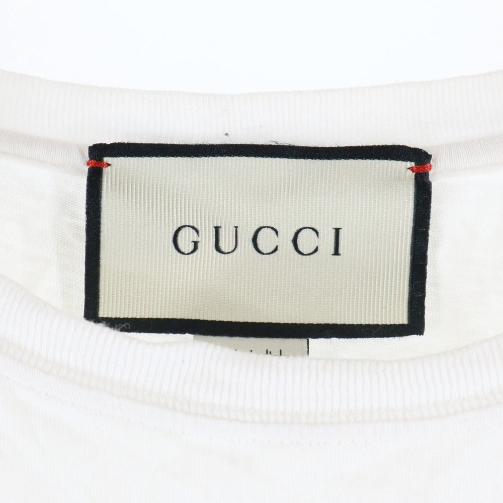 GUCCI(グッチ) ヴィンテージロゴプリント ウォッシュ加工 クルーネック 半袖Tシャツ カットソー ホワイト 440103 レディース