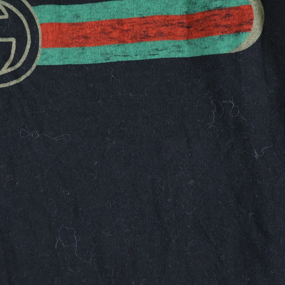 GUCCI(グッチ) ヴィンテージロゴプリント ウォッシュ加工 クルーネック 半袖Tシャツ カットソー ブラック 440103 レディース