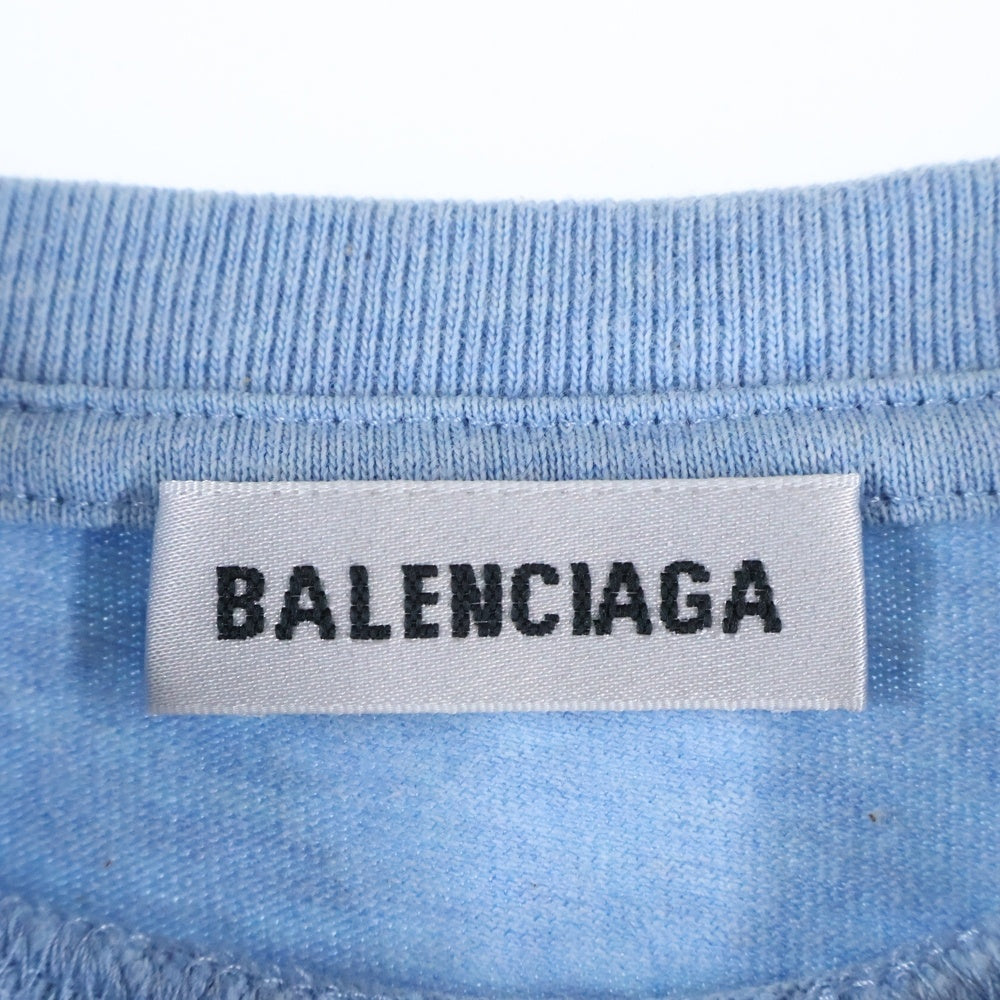 BALENCIAGA(バレンシアガ) BBロゴプリント クルーネック 半袖Tシャツ カットソー ライトブルー 578133 レディース