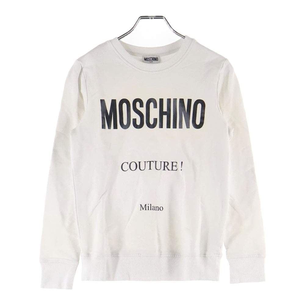 MOSCHINO(モスキーノ) ロゴプリント クルーネック プルオーバー スウェットトレーナー ホワイト キッズ HUF039 LDA18 レディース