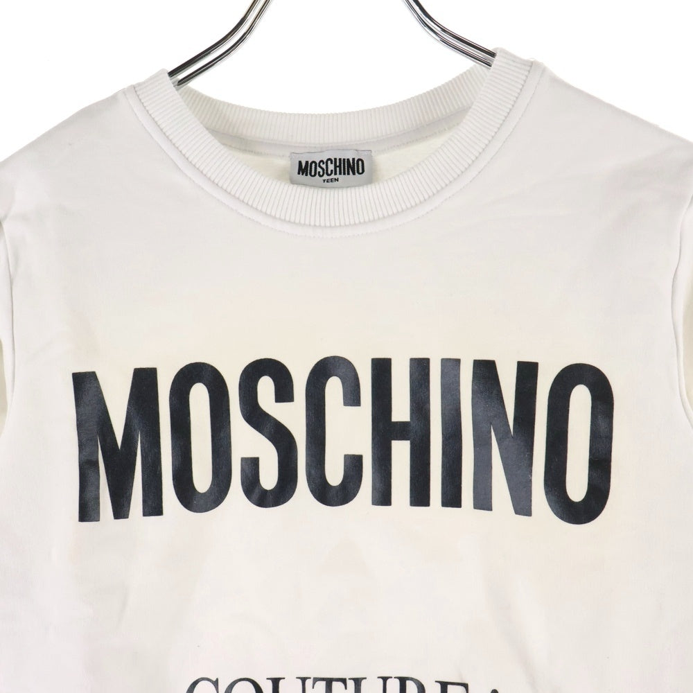 MOSCHINO(モスキーノ) ロゴプリント クルーネック プルオーバー スウェットトレーナー ホワイト キッズ HUF039 LDA18 レディース