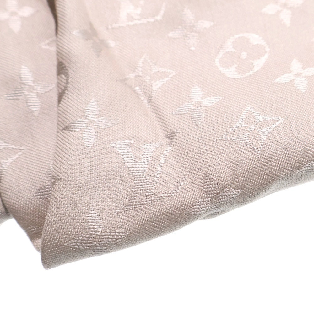 LOUIS VUITTON(ルイヴィトン) ショール モノグラム シルク ウール ジャガード フリンジ ストール スカーフ グレー/ベージュ M71336 レディース