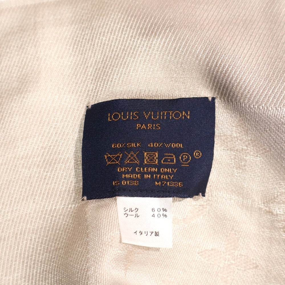 LOUIS VUITTON(ルイヴィトン) ショール モノグラム シルク ウール ジャガード フリンジ ストール スカーフ グレー/ベージュ M71336 レディース