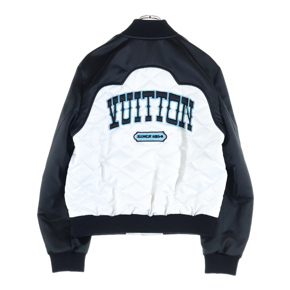 LOUIS VUITTON(ルイヴィトン) 24AW LVワッペンロゴ バイカラー サテン キルティング スナップボタン ボンバージャケット ブルゾン ホワイト/ブラック RM242M MDM HRB75E