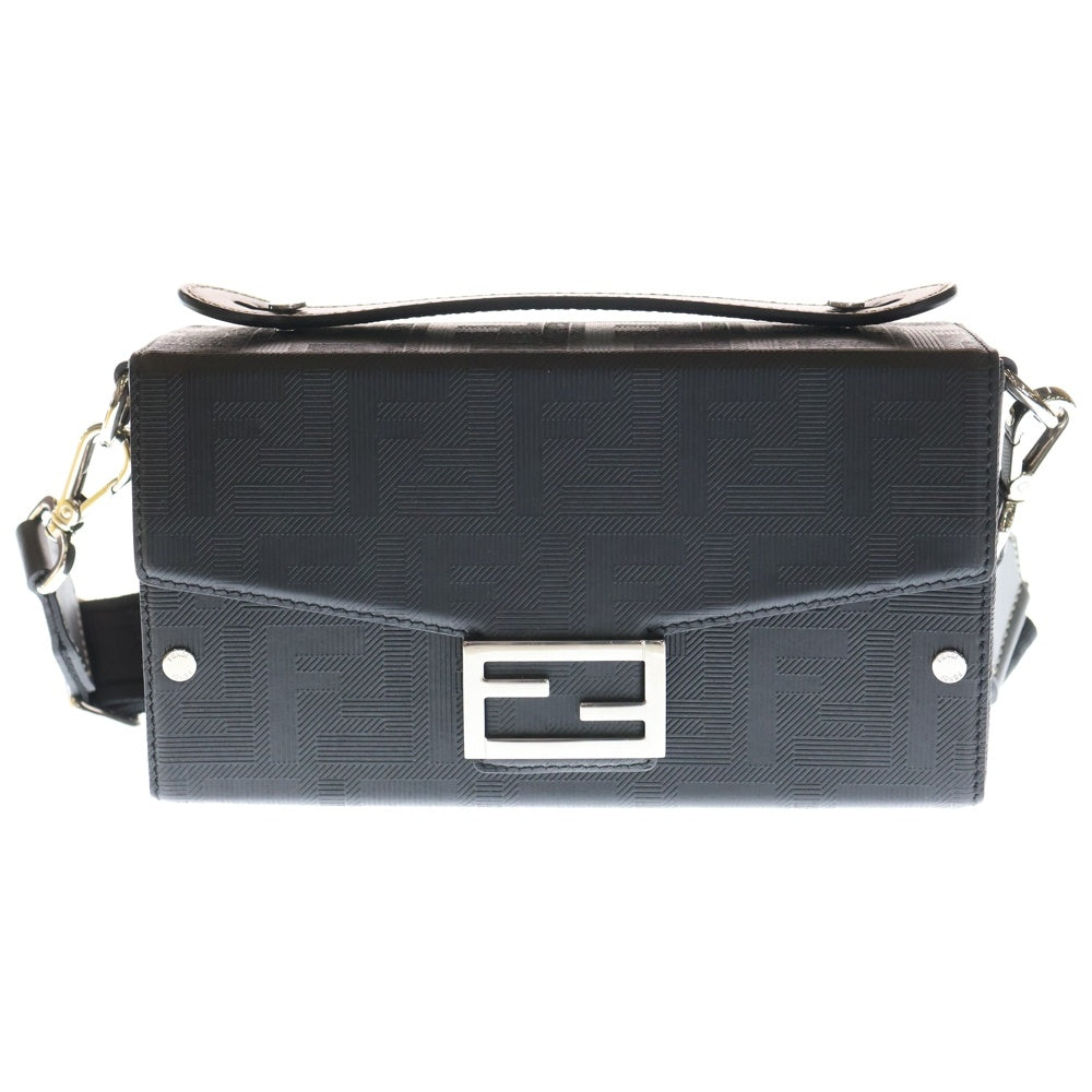 フェンディ レザー ブラック FFストライプ バゲット ソフト トランク バッグ FENDI(フェンディ) FFストライプバゲット ソフトトランク 2WAY レザー