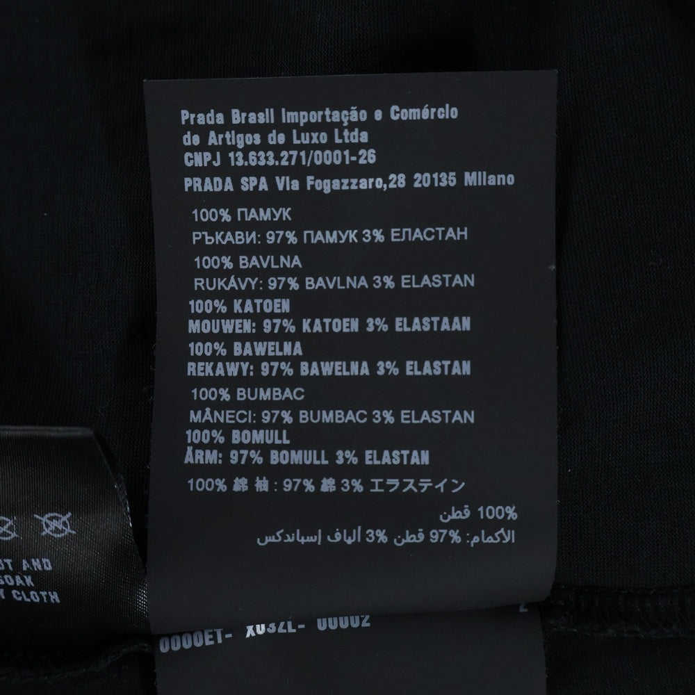 PRADA(プラダ) 18SS パフスリーブ クルーネック 半袖 ミディアム カットソー ワンピース ブラック レディース 35876L