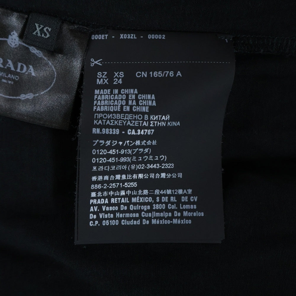 PRADA(プラダ) 18SS パフスリーブ クルーネック 半袖 ミディアム カットソー ワンピース ブラック レディース 35876L