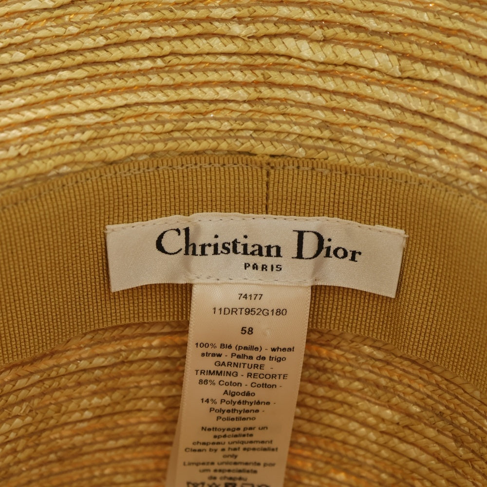 Christian Dior(クリスチャンディオール) DIORESORT ディオリゾート ストローハット 麦わら帽子 ベージュ/ネイビー 11DRT952G180 レディース