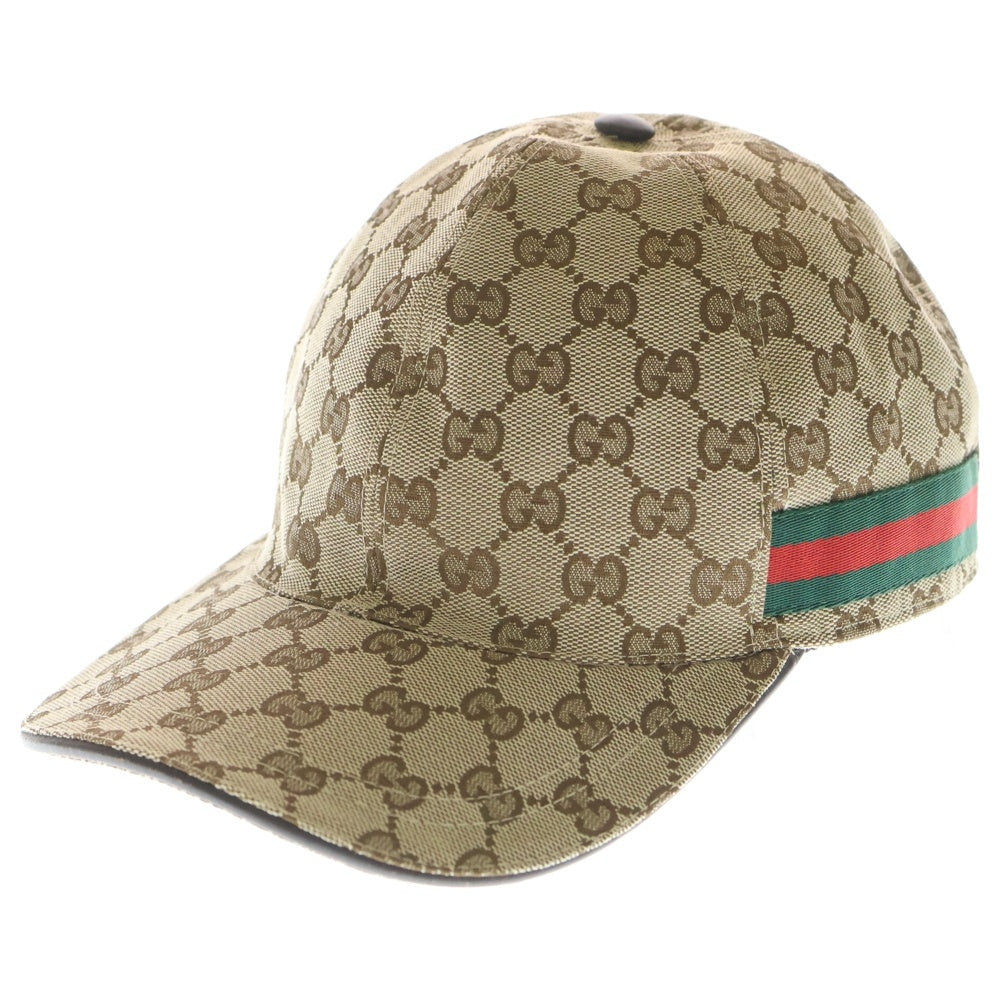 GUCCI(グッチ) GGキャンバス ベースボールキャップ 帽子 ベージュ M 200035