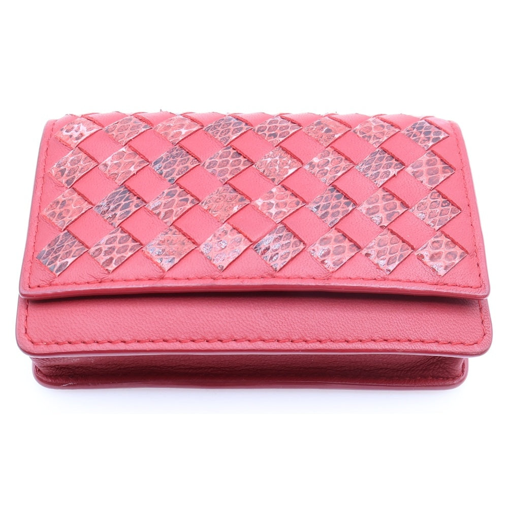 BOTTEGA VENETA(ボッテガヴェネタ) イントレチャート カードケース 小物入れ ポーチ 財布 レッド レザー×パイソン