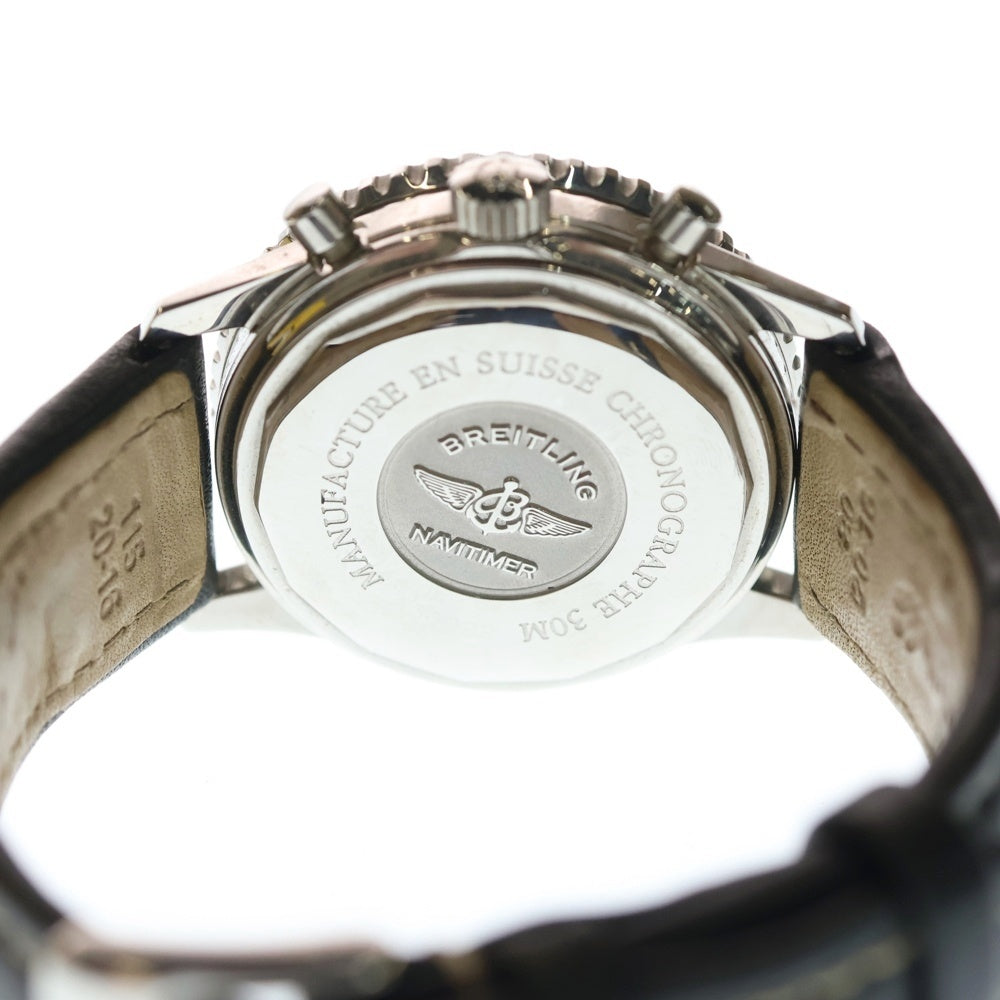 BREITLING(ブライトリング) A30022 ナビタイマー クロノグラフ 黒文字盤 SS×革/AT ステンレス 自動巻き 腕時計