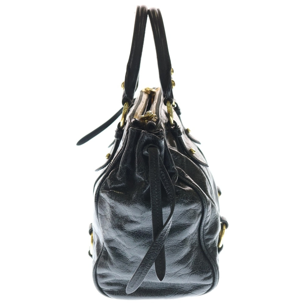 miumiu(ミュウミュウ) ヴィッテロ 2WAYレザーバッグ ハンドバッグ ショルダーバッグ ブラック レザー RN0893 ゴールド金具 レディース