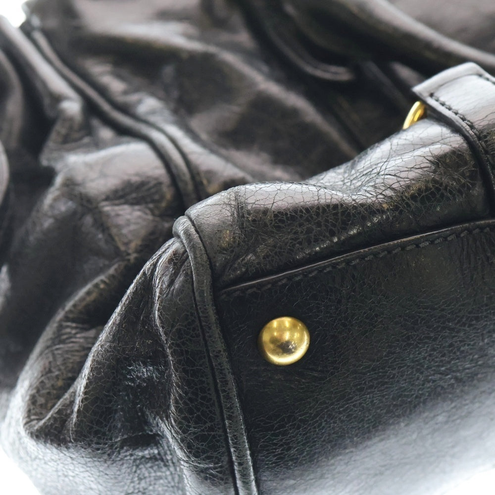 miumiu(ミュウミュウ) ヴィッテロ 2WAYレザーバッグ ハンドバッグ ショルダーバッグ ブラック レザー RN0893 ゴールド金具 レディース