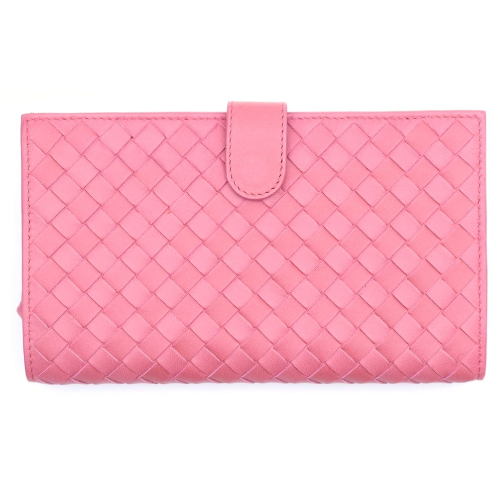 BOTTEGA VENETA(ボッテガヴェネタ) イントレチャート ロングウォレット カードケース 長財布 ピンク レザー レディース
