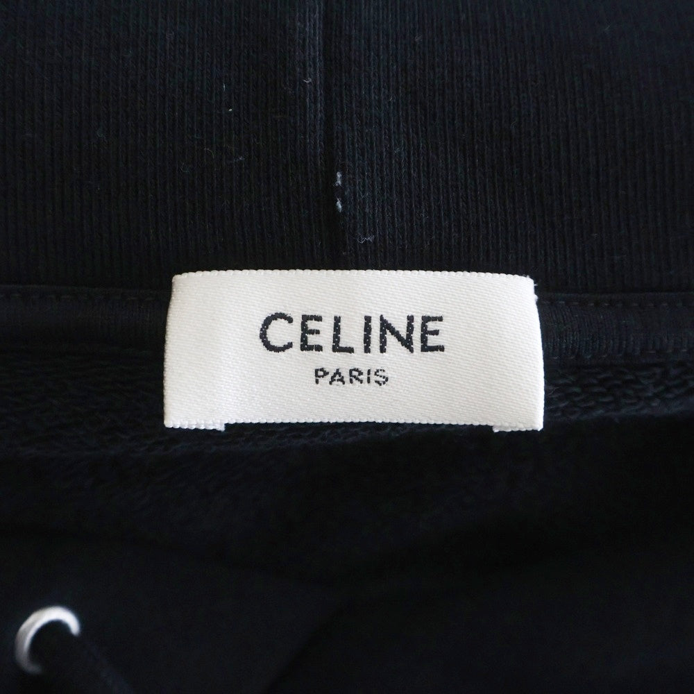 CELINE(セリーヌ) スタッズ ロゴプリント オーバーサイズ プルオーバー スウェットパーカー フーディー ブラック 2Y701670Q