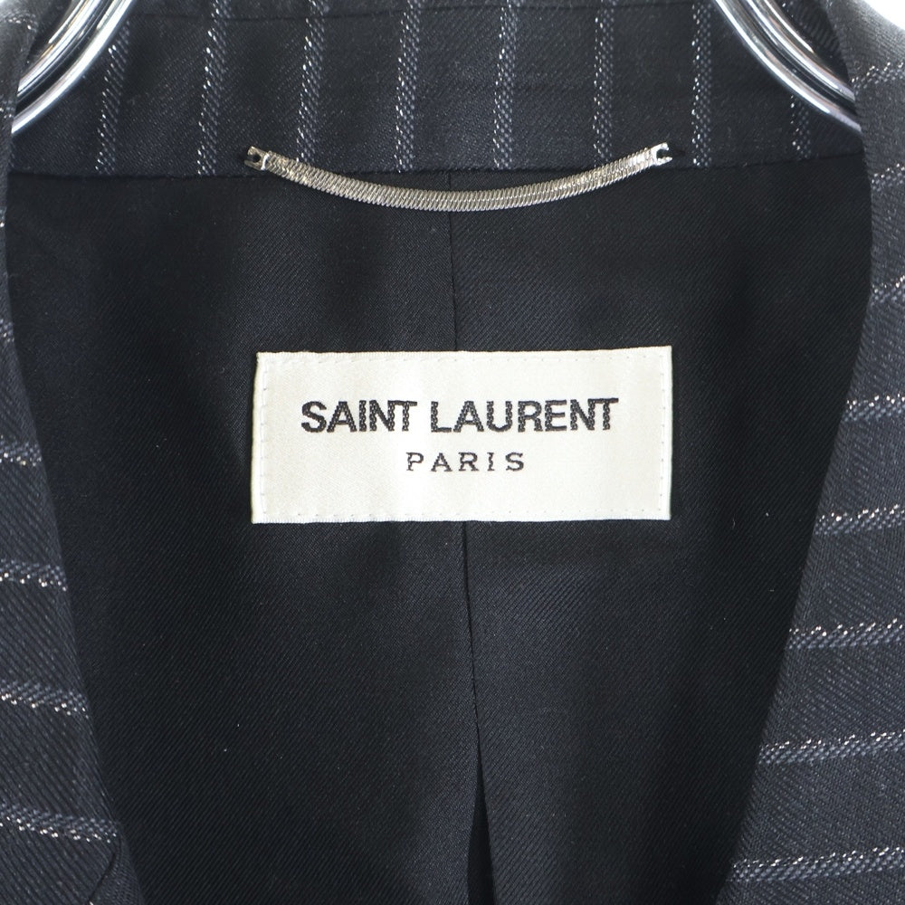 SAINT LAURENT PARIS(サンローランパリ) ラメストライプ ダブルブレストテーラードジャケット スラックスパンツ セットアップスーツ ブラック 596947 Y1A89