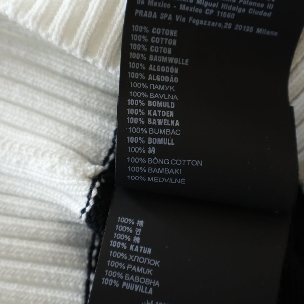 PRADA(プラダ) 24AW ロゴ刺繍 クロップド クルーネック 半袖ニット セーター ブラック レディース P24I1R