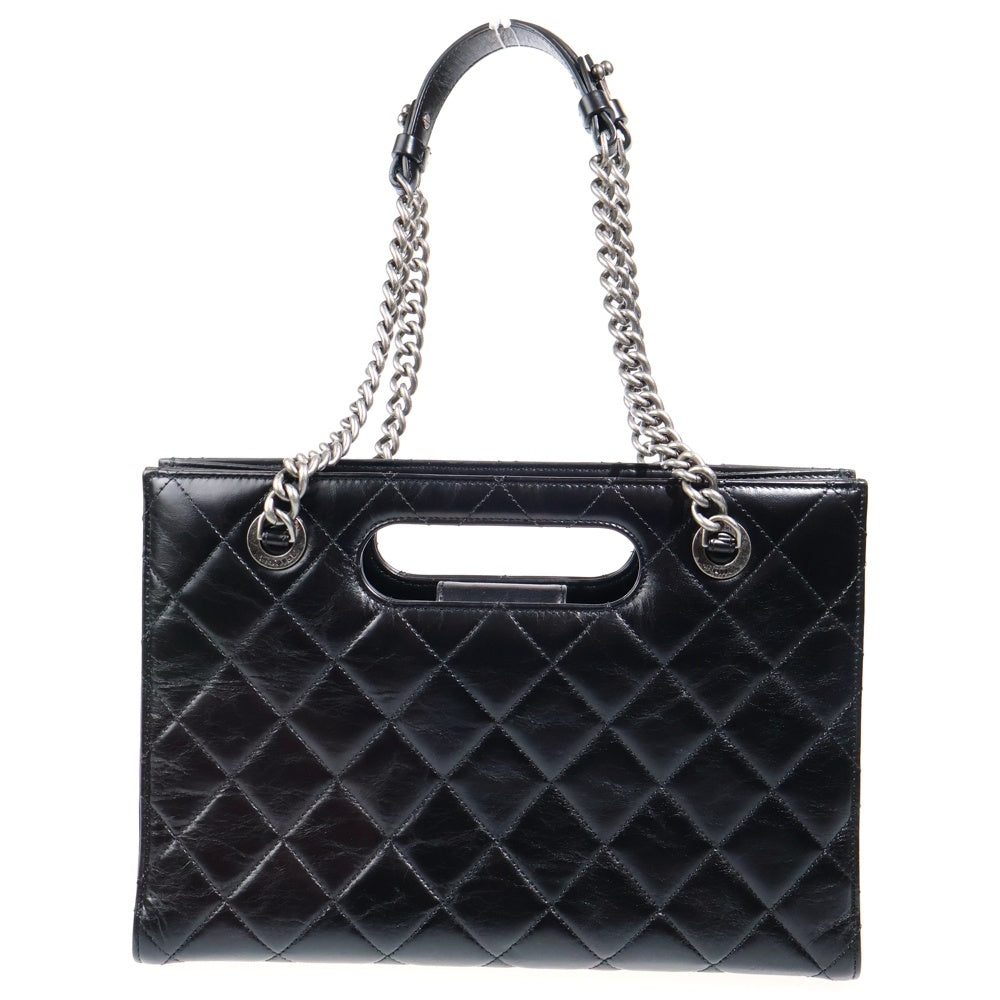 CHANEL(シャネル) ココマーク マトラッセ ボーイシャネル ラムスキン 2WAY レザーハンドバッグ チェーンショルダーバッグ ブラック SV金具 レディース