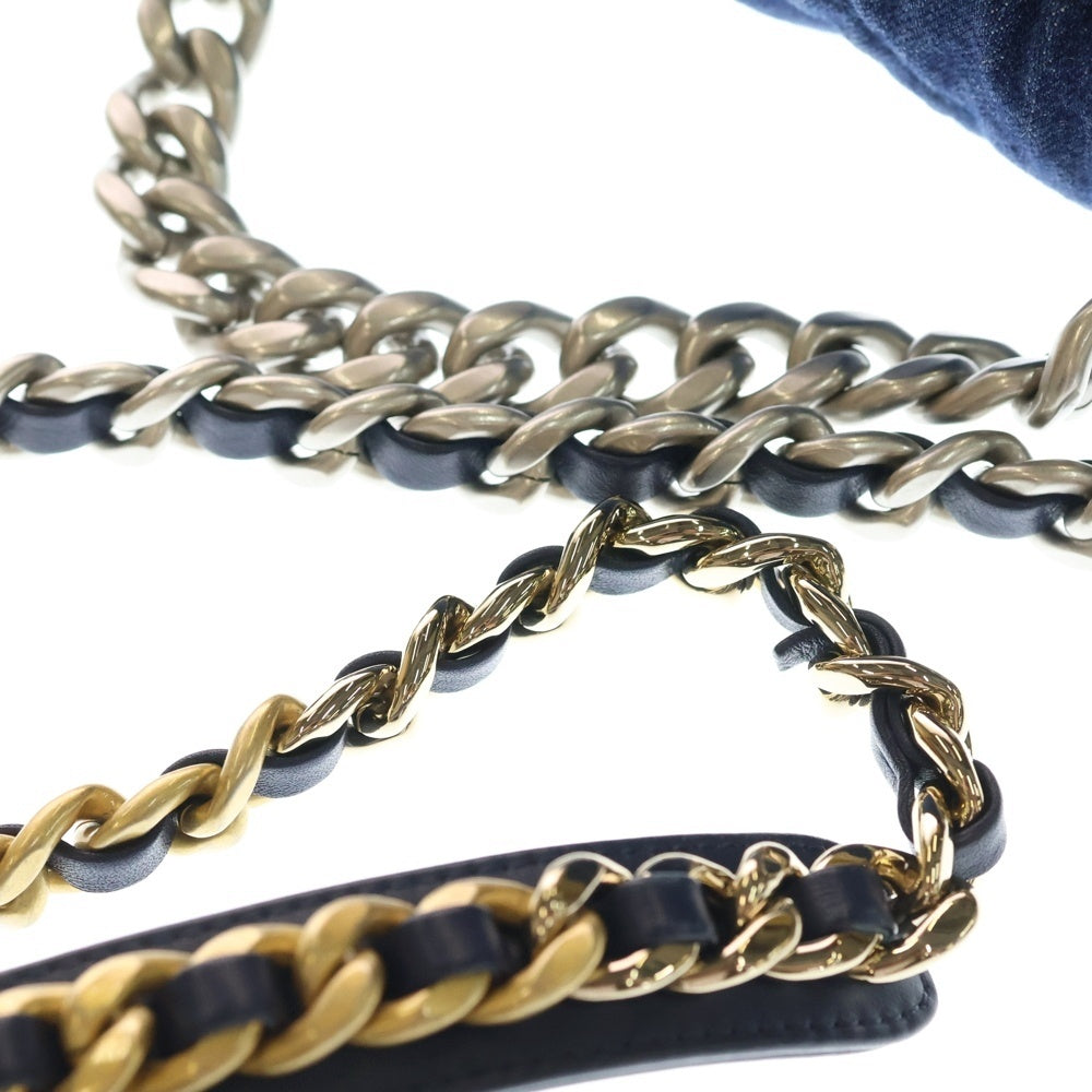 CHANEL(シャネル) シャネル19 マトラッセ チェーンショルダーバッグ ネイビー デニム ゴールド金具 AS1160 レディース