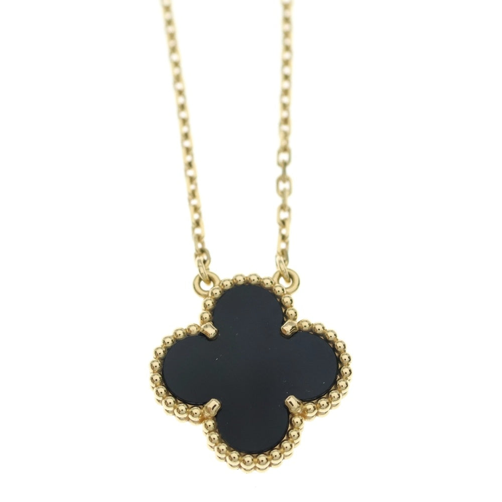 Van Cleef & Arpels(ヴァンクリーフアンドアーペル) ヴィンテージアルハンブラ オニキス ネックレス Au750 K18 YG イエローゴールド ペンダント VCARA45800 レディース