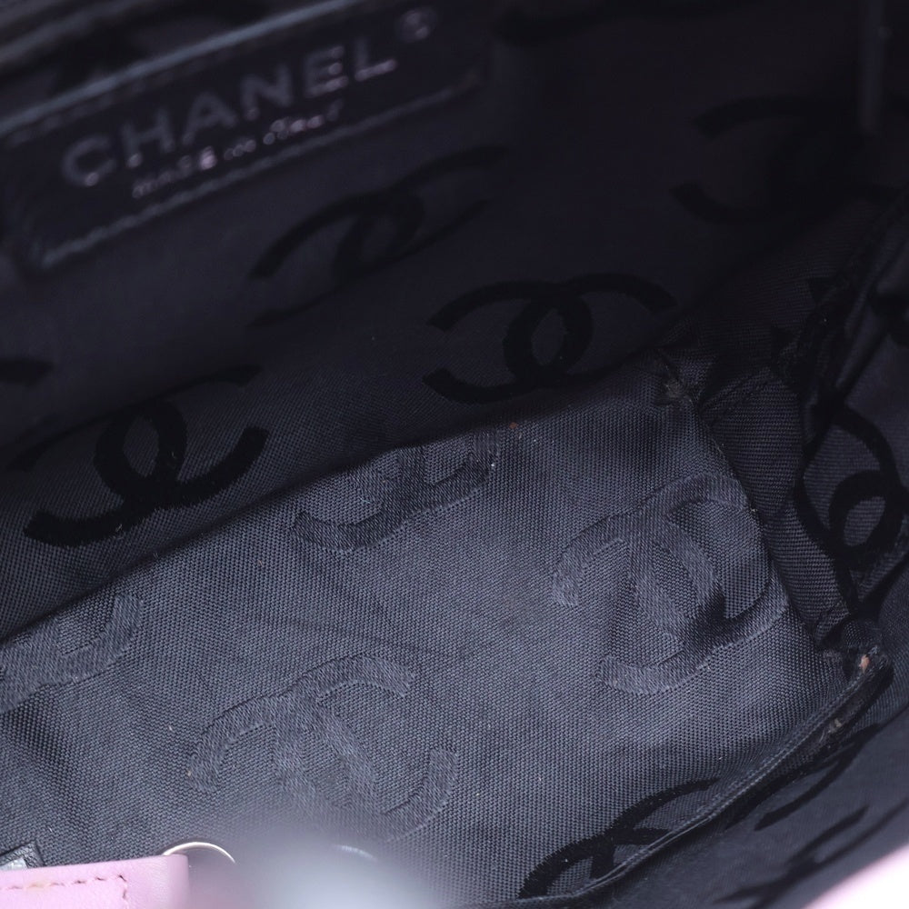CHANEL(シャネル) カンボンライン キルティング ハンドバッグ トートバッグ ピンク×ブラック ラムスキン シルバー金具 レディース